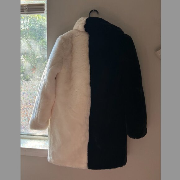 Apparis Serena Faux Fur Coat in Black and White - Picture 5 of 8